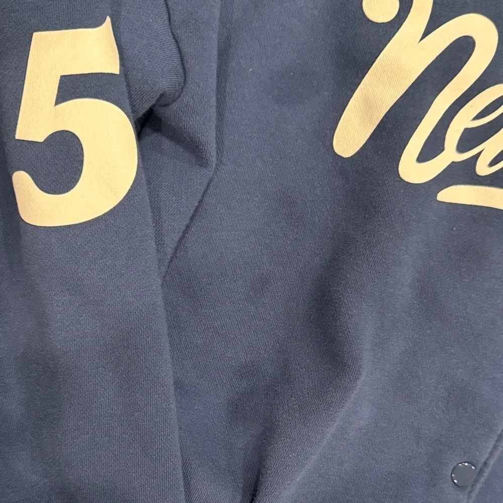 H&M Blue New York Varsity Jacket with White Lettering, includes the Cubs ball.